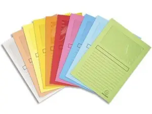 CHEMISE EXACOMPTA SUPER PAPIER FIBRES NEUVES 160G 310X225MM FENÊTRE COLORIS ASSORTIS LOT 10 UNITÉS