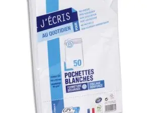 POCHETTE GPV ÉCONOMIQUE ADHÉSIVE VÉLIN BLANC 90G C5 162X229MM SACHET 25 UNITÉS