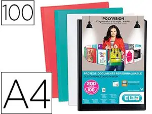 PROTÈGE-DOCUMENTS ELBA POLYVISION POLYPROPYLÈNE COUVERTURE SOUPLE 100 POCHETTES 200 VUES A4 210X297MM ASSORTIS OPAQUE