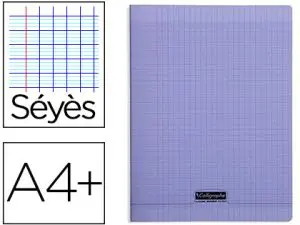CAHIER PIQUÉ CLAIREFONTAINE COUVERTURE POLYPROPYLÈNE TRANSPARENTE A4+ 24X32CM 96 PAGES 90G SÉYÈS COLORIS VIOLET