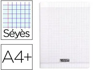 CAHIER PIQUÉ CLAIREFONTAINE COUVERTURE POLYPROPYLÈNE TRANSPARENTE A4+ 24X32CM 96 PAGES 90G SÉYÈS INCOLORE