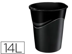 CORBEILLE À PAPIER CEP POLYPROPYLÈNE RÉSISTANT FORME CONIQUE POIGNÉES ERGONOMIQUES 14L 305X290X334MM NOIR GREEN SPIRIT