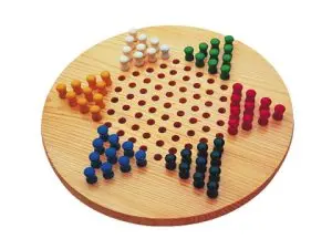 JEU DE DAMES CHINOISES PLATEAU DIAMÈTRE 29CM PIONS EN BOIS MASSIF 2/6 JOUEURS