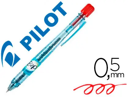 STYLO-BILLE PILOT B2P MOYEN 0.5MM RÉTRACTABLE RECHARGEABLE CORPS TRANSLUCIDE BLEUTÉ PLASTIQUE RECYCLÉ COULEUR ROUGE