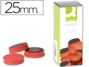 AIMANT Q-CONNECT DIAMÈTRE 25MM AFFICHAGE SIGNALISATION TOUTES SURFACES MÉTALLIQUES COLORIS ROUGE BOÎTE 10 UNITÉS