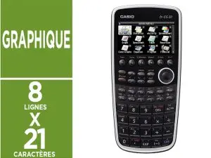 CALCULATRICE CASIO GRAPHIQUE FX-CG20 21 CHIFFRES ÉCRAN GÉANT LCD 8 LIGNES CONNEXION PC/GRAPHIQUE 188.5X89.5X20.6MM 230G