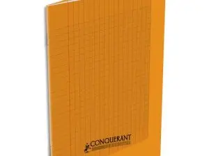 CAHIER PIQUÉ CONQUÉRANT CLASSIQUE COUVERTURE POLYPROPYLÈNE RIGIDE TRANSPARENTE A5+ 17X22CM 32 PAGES 90G SÉYÈS ORANGE