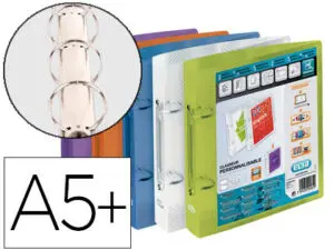 CLASSEUR OXFORD POLYVISION 2 ANNEAUX 30MM POLYPROPYLÈNE 5/10E 170X220MM DOS 40MM PERSONNALISABLE COLORIS ASSORTIS