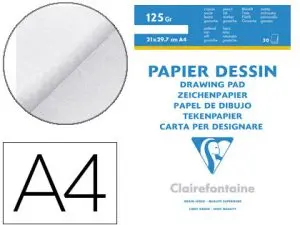 BLOC DESSIN CLAIREFONTAINE À GRAIN 125G A4 210X297MM PAQUET 20F