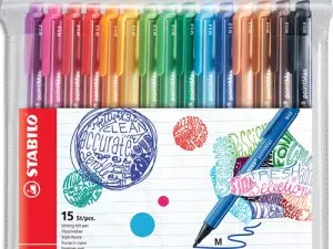 STYLO-FEUTRE STABILO POINTMAX TRACE 0,8MM POINTE MOYENNE    NYLON ULTRA ROBUSTE POCHETTE  15 UNITES ASSORTIES