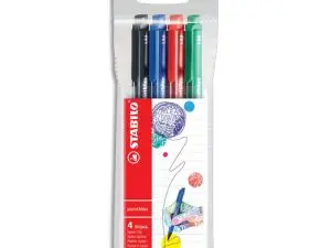 STYLO-FEUTRE STABILO POINTMAX COLORIS NOIR BLEU VERT ROUGE POCHETTE DE 4 UNITÉS