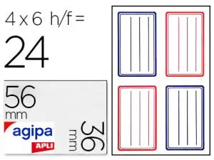 ÉTIQUETTE ADHÉSIVE APLI AGIPA ÉCOLIER 36X56MM POCHETTE 24 UNITÉS