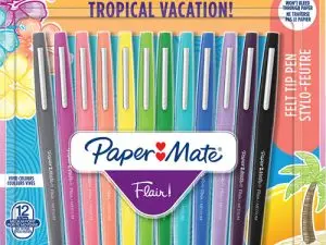 STYLOS FEUTRE PAPERMATE FLAIR TROPICAL COLORIS ASSORTIS -   BLISTER DE 12 UN