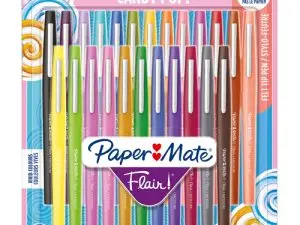 STYLO-FEUTRE PAPER MATE FLAIR ORIGINAL POINTE MOYENNE 1MM LONGUE DURÉE DE VIE POCHETTE 24 COLORIS ASSORTIS CANDY POP