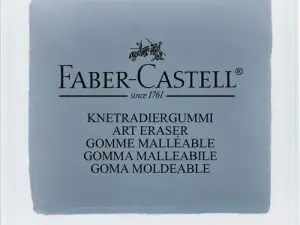 GOMME FABER CASTELL MIE DE PAIN CORRIGE DESSINS PASTEL CRAYON FUSAIN COLORIS GRIS ÉTUI PLASTIQUE