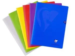 CAHIER PIQUÉ CLAIREFONTAINE MIMESYS COUVERTURE POLYPROPYLÈNE A4+ 24X32CM 96 PAGES 90G QUADRILLAGE 5MM COLORIS ASSORTIS