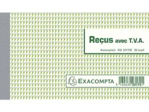 MANIFOLD AUTOCOPIANT EXACOMPTA REÇUS TVA 180X105MM FOLIOTAGE 50 DUPLIS