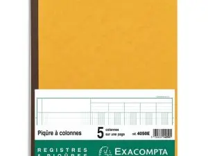 REGISTRE PIQÛRE EXACOMPTA COLONNES 250X320MM 31 LIGNES 5 COLONNES/PAGE 80 PAGES