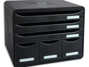 MODULE CLASSEMENT EXACOMPTA STORE-BOX MAXI 3 TIROIRS A4+ ET 3 TIROIRS ÉTROITS 270X355X271MM COLORIS NOIR