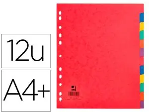 INTERCALAIRE Q-CONNECT CARTE LUSTRÉE 225G 12 POSITIONS A4+ 212X310MM