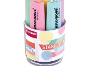 SURLIGNEUR STABILO BOSS ORIGINAL PASTEL ENCRE BASE    EAU POINTE BISEAUTEE TRACE    2/5MM COLORIS ASSORTIS POT 6