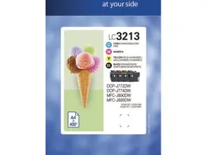 CARTOUCHE BROTHER JET D'ENCRE LC3213 COULEURS JAUNE MAGENTA CYAN NOIR 400P