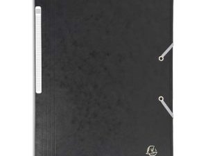 CHEMISE 3 RABATS EXACOMPTA MAXI CAPACITY CARTE LUSTRÉE 5/10E FORMAT A4 24X32CM DOS 35MM ÉLASTIQUE COLORIS NOIR