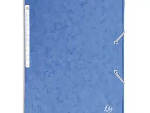 CHEMISE 3 RABATS EXACOMPTA MAXI CAPACITY CARTE LUSTRÉE 5/10E FORMAT A4 24X32CM DOS 35MM ÉLASTIQUE COLORIS BLEU