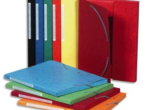 CHEMISE 3 RABATS EXACOMPTA MAXI CAPACITY CARTE LUSTRÉE 5/10E A4 24X32CM DOS 35MM ÉLASTIQUE LOT 50 UNITÉS ASSORTIES