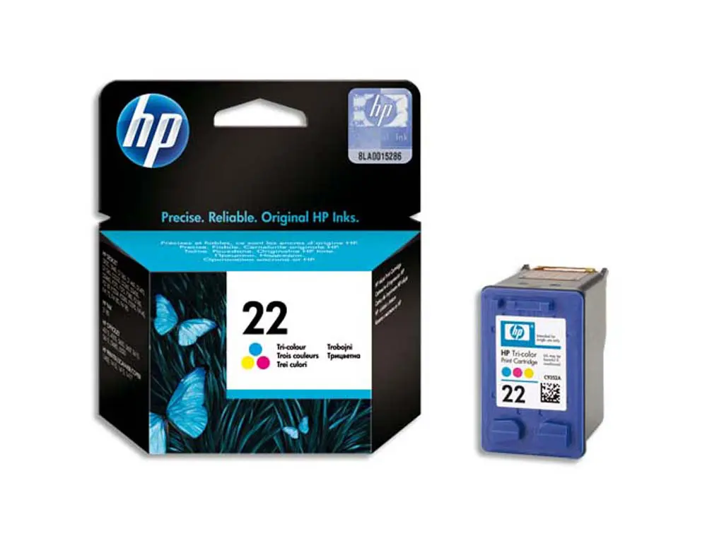CARTOUCHE HP 22 JET D'ENCRE C9352AE 3 COULEURS CYAN/MAGENTA/JAUNE 340P