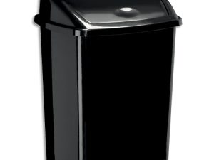 POUBELLE CEP PLASTIQUE COUVERCLE BASCULANT 50L COLORIS NOIR 405X310X685MM