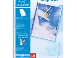 POCHETTE PERFOREE EXACOMPTA STOP DOC A4 PP LISSE 6/100EME 60 MICRONS PAQUET 25 UNITES
