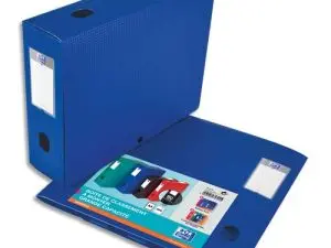 BOÎTE CLASSEMENT OXFORD MEMPHIS POLYPROPYLÈNE 7/10E À PLAT 240X320MM DOS 80MM BOUTON PRESSION COLORIS BLEU
