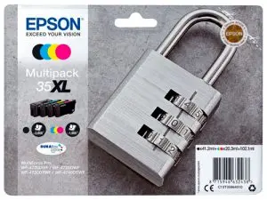 CARTOUCHE EPSON JET D'ENCRE 35XL DURABRITE CADENAS COLORIS NOIR JAUNE CYAN MAGENTA MULTIPACK 4 UNITÉS