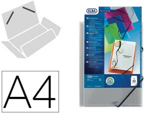 CHEMISE OXFORD POLYVISION POLYPROPYLÈNE TRANSPARENT 5/10E GRAIN LISSE 3 RABATS ÉLASTIQUE POCHE PERSONNALISATION INCOLORE