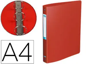 CLASSEUR OXFORD MEMPHIS 4 ANNEAUX RONDS 30MM POLYPROPYLÈNE 10/10E DOS 40MM ÉTIQUETTE DOS COLORIS ROUGE