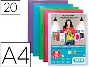PROTÈGE-DOCUMENTS ELBA POLYVISION POLYPROPYLÈNE COUVERTURE SOUPLE 20 POCHETTES 40 VUES A4 210X297MM INCOLORE