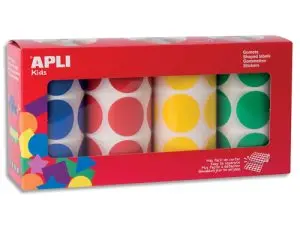 GOMMETTE APLI AGIPA ADHÉSIVE RONDE 33MM COLORIS ASSORTIS BOÎTE 4 ROULEAUX 2832 UNITÉS