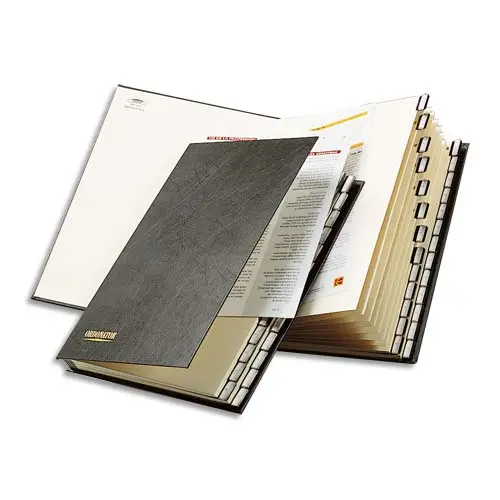 TRIEUR EXACOMPTA ORDONATOR CARTON RECOUVERT PVC 25X33CM ALPHABÉTIQUE 26 COMPARTIMENTS 300F DOS EXTENSIBLE COLORIS NOIR