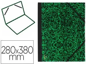 CARTON À DESSIN CANSON PAPIER MARBRÉ VERT 90G DOS KOVERIL NOIR FERMETURE ÉLASTIQUE 280X380MM