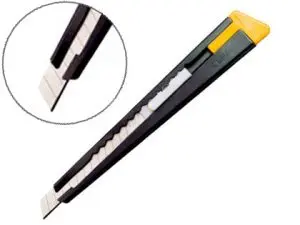 CUTTER OLFA 180 LAME 9MM CRÉMAILLÈRE ACIER LAQUÉ MAT CLIP EMBOUT CASSE-LAME