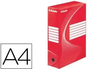 BOÎTE ARCHIVES ESSELTE VIVIDA CARTON ONDULÉ RECYCLABLE A4 2 50X80X352MM PAROIS DOUBLES DOS 80MM LIVRÉ PLAT COLORIS ROUGE