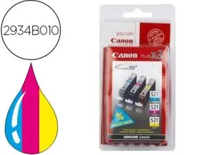 CARTOUCHE CANON JET D'ENCRE 2934 B007-CLI521C/M/Y PACK 3 ENCRES COULEUR CYAN/MAGENTA/JAUNE
