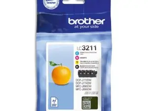 CARTOUCHE BROTHER JET D'ENCRE LC3211 MULTIPACK 4 COULEURS JAUNE MAGENTA CYAN NOIR 200P