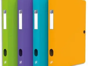 BOÎTE CLASSEMENT OXFORD MEMPHIS POLYPROPYLÈNE OPAQUE 7/10E DOS 40MM BOUTON PRESSION COLORIS ASSORTIS STYLE