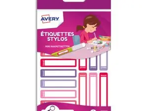 ÉTIQUETTE STYLOS AVERY ULTRA RÉSISTANTE POUR IDENTIFIER MATÉRIEL SCOLAIRE COLORIS ROSE SACHET 30 UNITÉS