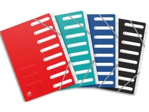 TRIEUR OXFORD TOP FILE+ AGRAFE CARTE MULTISTRAT A4 8  POSITIONS NUMERIQUES FERMETUREELASTIQUE 4 COLORIS ASSORTIS
