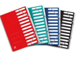 TRIEUR OXFORD TOP FILE+ AGRAFE CARTE MULTISTRAT       RESISTANTE  A4 12 POSITIONS   NUMERIQUES FERM ELAS COLORIS