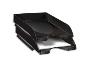 CORBEILLE À COURRIER CEP HAPPY POLYSTYRÈNE ANTICHOC A4 SUPERPOSABLE VERTICALE/ESCALIER 348X257X66MM COLORIS NOIR