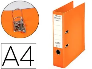 CLASSEUR LEVIER ESSELTE CHROMOS PLUS A4 POLYPROPYLÈNE GRIFFES BLOCAGE DOS 80MM GRAND PORTE-ÉTIQUETTE COLORIS ORANGE